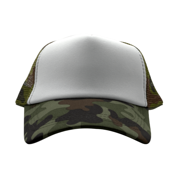Sublimation Express | Sublimation 5 Panel Polyester Trucker Cap Camo and White Sublimation Express | Sublimation 5 Panel Polyester Trucker Cap Camo and White