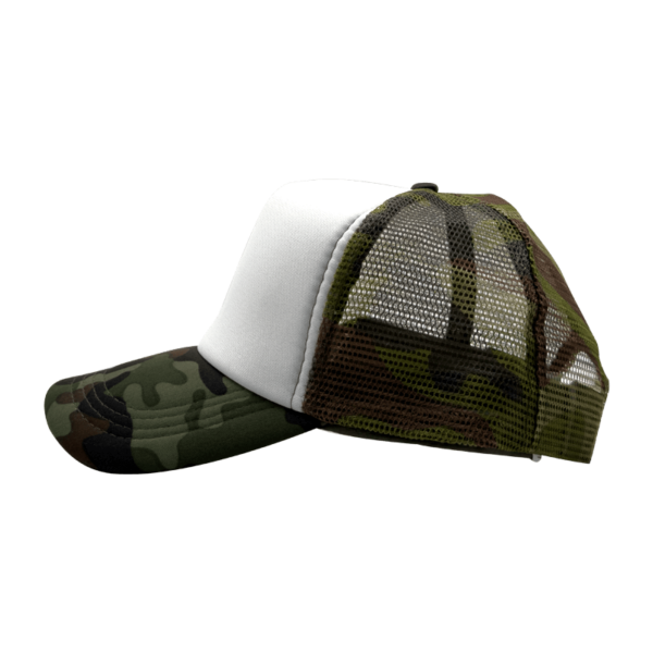 Sublimation Express | Sublimation 5 Panel Polyester Trucker Cap Camo and White Sublimation Express | Sublimation 5 Panel Polyester Trucker Cap Camo and White