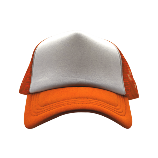 Sublimation Express | Sublimation 5 Panel Polyester Trucker Cap Orange and White Sublimation Express | Sublimation 5 Panel Polyester Trucker Cap Orange and White