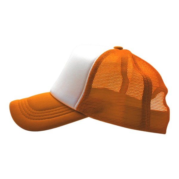 Sublimation Express | Sublimation 5 Panel Polyester Trucker Cap Orange and White Sublimation Express | Sublimation 5 Panel Polyester Trucker Cap Orange and White