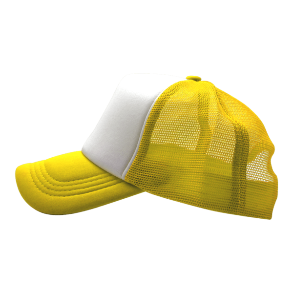 Sublimation Express | Sublimation 5 Panel Polyester Trucker Cap Yellow and White Sublimation Express | Sublimation 5 Panel Polyester Trucker Cap Yellow and White